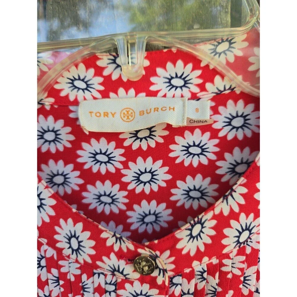 Tory Burch Longsleeve Red Floral dress - size 8